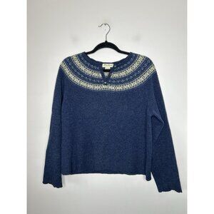 Eddie Bauer 100% Lambswool Ski Sweater Long Sleeve Womens 90s Vintage Size Large